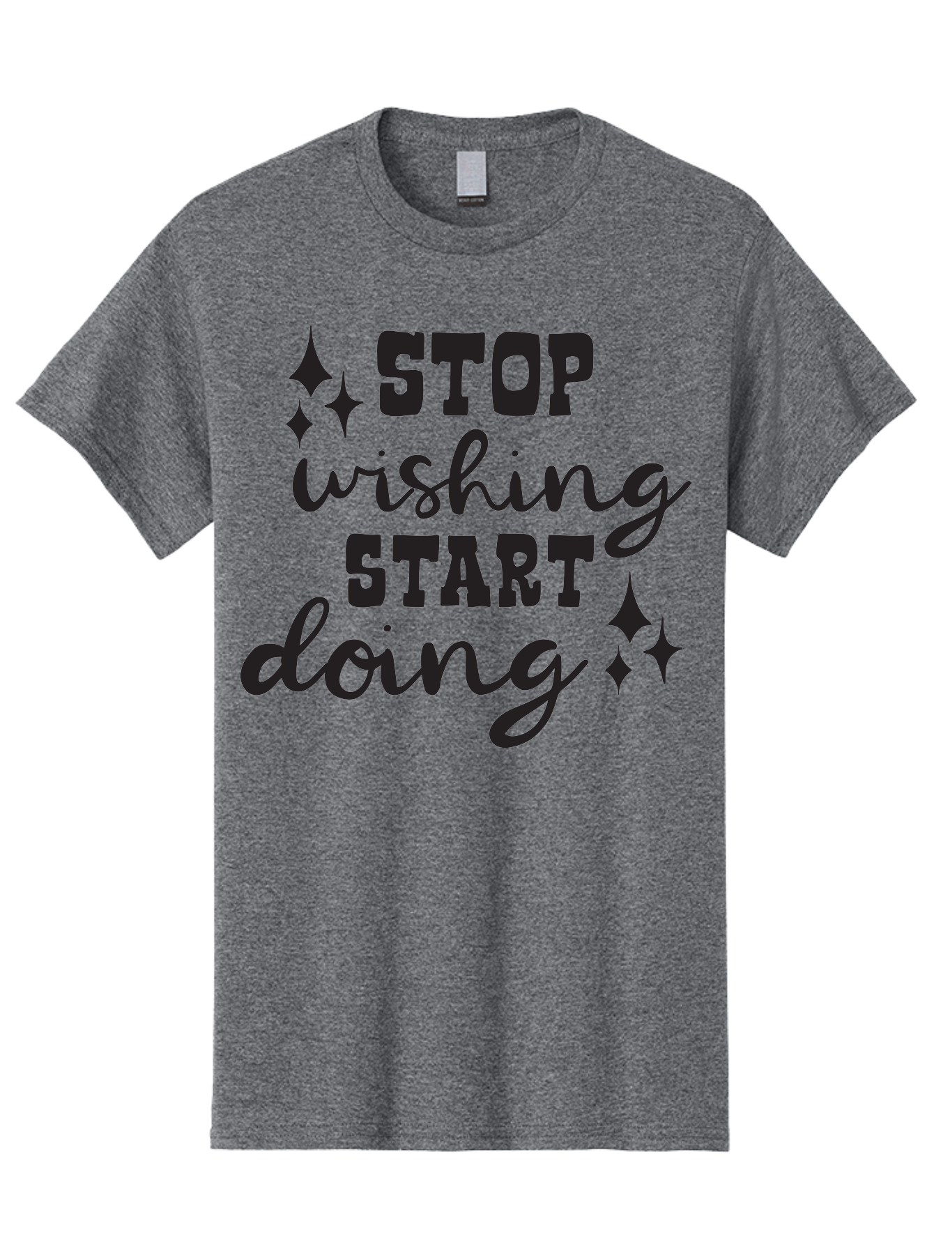 Stop-Wishing-Start-Doing Men'S Graphic Tee, 100% Cotton, Comfortable Casual Summer Wear, Machine Washable, Motivational Quote, Inspiration, Stop Wishing Start Doing, Goal Setting, Productivity Tips, Success Mindset, Positive Affirmation, Aad202