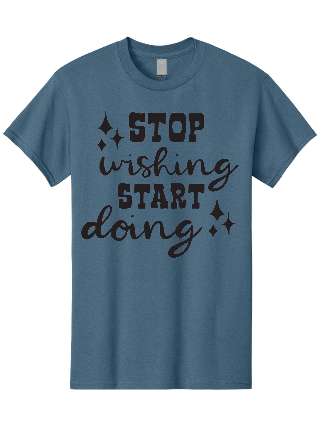 Stop-Wishing-Start-Doing Men'S Graphic Tee, 100% Cotton, Comfortable Casual Summer Wear, Machine Washable, Motivational Quote, Inspiration, Stop Wishing Start Doing, Goal Setting, Productivity Tips, Success Mindset, Positive Affirmation, Aad202