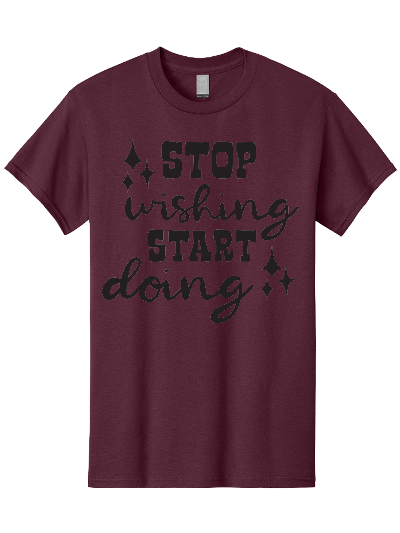 Stop-Wishing-Start-Doing Men'S Graphic Tee, 100% Cotton, Comfortable Casual Summer Wear, Machine Washable, Motivational Quote, Inspiration, Stop Wishing Start Doing, Goal Setting, Productivity Tips, Success Mindset, Positive Affirmation, Aad202