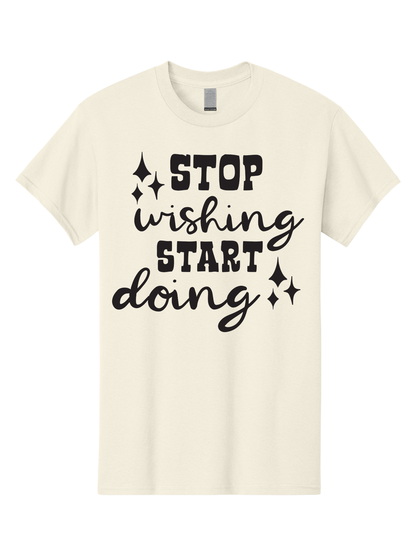 Stop-Wishing-Start-Doing Men'S Graphic Tee, 100% Cotton, Comfortable Casual Summer Wear, Machine Washable, Motivational Quote, Inspiration, Stop Wishing Start Doing, Goal Setting, Productivity Tips, Success Mindset, Positive Affirmation, Aad202