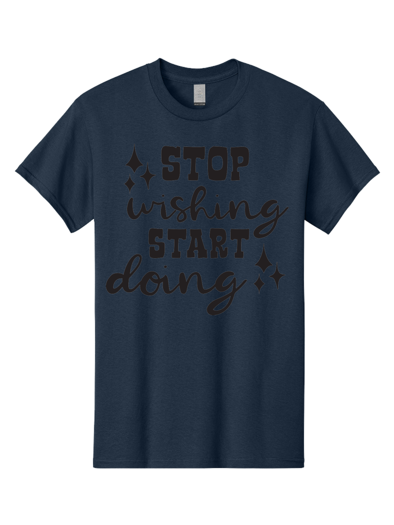 Stop-Wishing-Start-Doing Men'S Graphic Tee, 100% Cotton, Comfortable Casual Summer Wear, Machine Washable, Motivational Quote, Inspiration, Stop Wishing Start Doing, Goal Setting, Productivity Tips, Success Mindset, Positive Affirmation, Aad202
