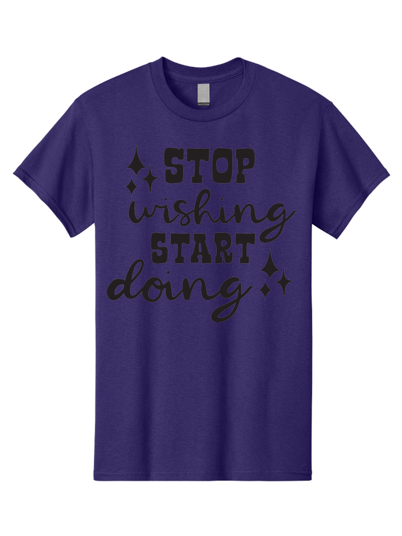 Stop-Wishing-Start-Doing Men'S Graphic Tee, 100% Cotton, Comfortable Casual Summer Wear, Machine Washable, Motivational Quote, Inspiration, Stop Wishing Start Doing, Goal Setting, Productivity Tips, Success Mindset, Positive Affirmation, Aad202