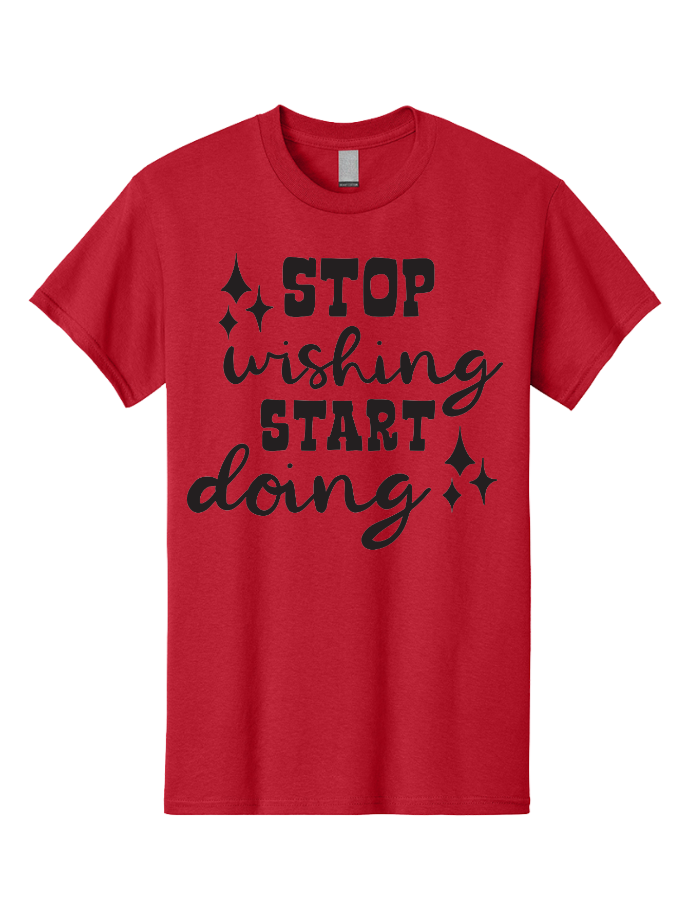 Stop-Wishing-Start-Doing Men'S Graphic Tee, 100% Cotton, Comfortable Casual Summer Wear, Machine Washable, Motivational Quote, Inspiration, Stop Wishing Start Doing, Goal Setting, Productivity Tips, Success Mindset, Positive Affirmation, Aad202