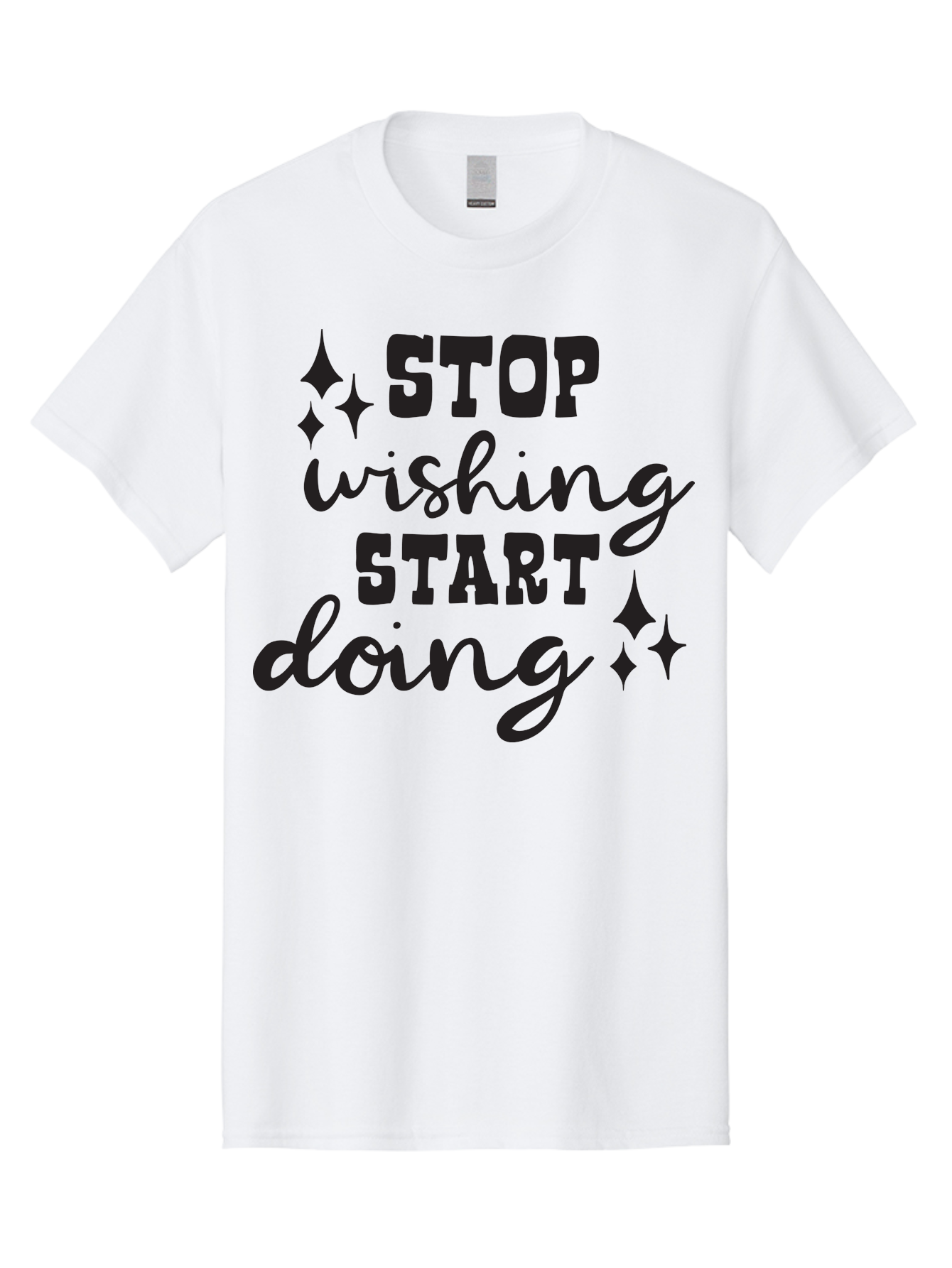Stop-Wishing-Start-Doing Men'S Graphic Tee, 100% Cotton, Comfortable Casual Summer Wear, Machine Washable, Motivational Quote, Inspiration, Stop Wishing Start Doing, Goal Setting, Productivity Tips, Success Mindset, Positive Affirmation, Aad202