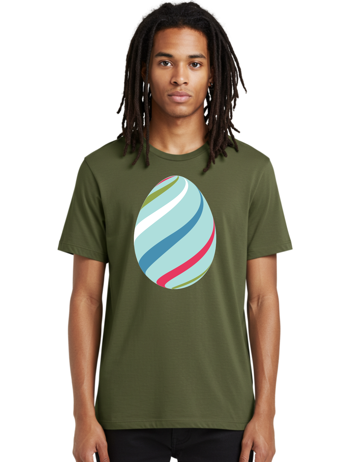 Striped-Easter-Egg Men'S Graphic Tee, 100% Cotton, Comfortable Casual Summer Wear, Machine Washable, Easter Egg Decoration, Colorful Stripes, Spring Theme, Pastel Colors, Festive Design, Easter Celebration, Egg Hunt, Vibrant Colors Aad205