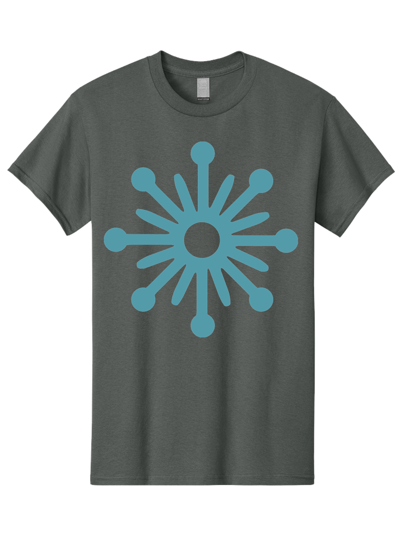 Stylized-Asterisk Men'S Graphic Tee, 100% Cotton, Comfortable Casual Summer Wear, Machine Washable, Stylized Virus Graphic, Abstract Microbiology, Symmetrical Design, Modern Iconography, Simple Shapes, Blue Symbol Aad206