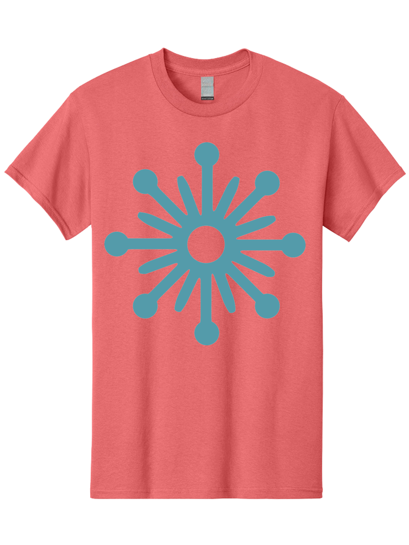 Stylized-Asterisk Men'S Graphic Tee, 100% Cotton, Comfortable Casual Summer Wear, Machine Washable, Stylized Virus Graphic, Abstract Microbiology, Symmetrical Design, Modern Iconography, Simple Shapes, Blue Symbol Aad206