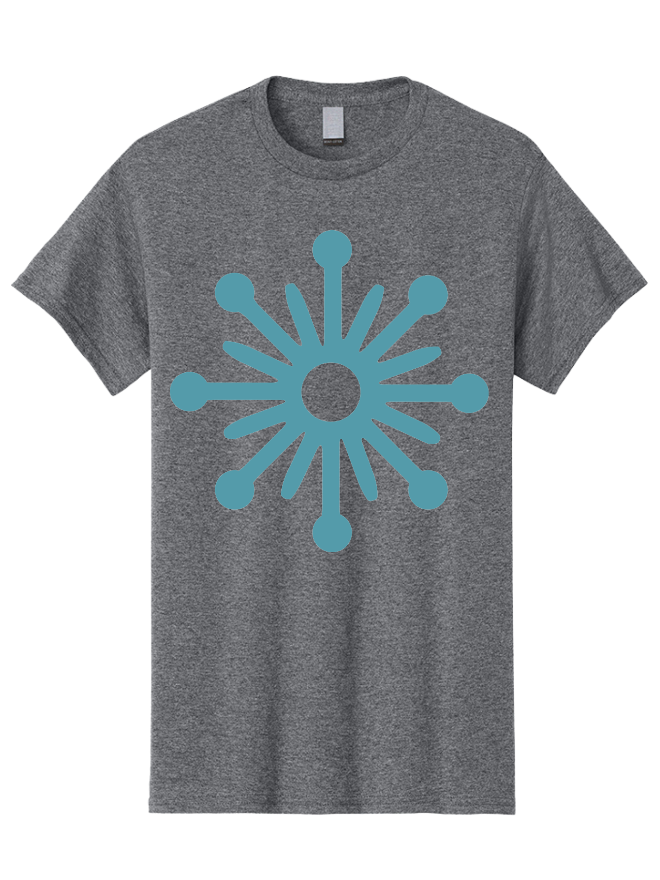 Stylized-Asterisk Men'S Graphic Tee, 100% Cotton, Comfortable Casual Summer Wear, Machine Washable, Stylized Virus Graphic, Abstract Microbiology, Symmetrical Design, Modern Iconography, Simple Shapes, Blue Symbol Aad206