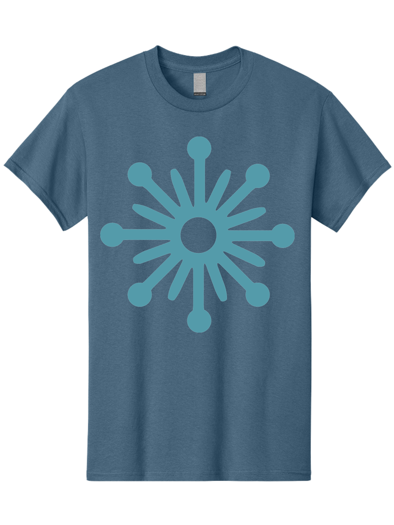 Stylized-Asterisk Men'S Graphic Tee, 100% Cotton, Comfortable Casual Summer Wear, Machine Washable, Stylized Virus Graphic, Abstract Microbiology, Symmetrical Design, Modern Iconography, Simple Shapes, Blue Symbol Aad206
