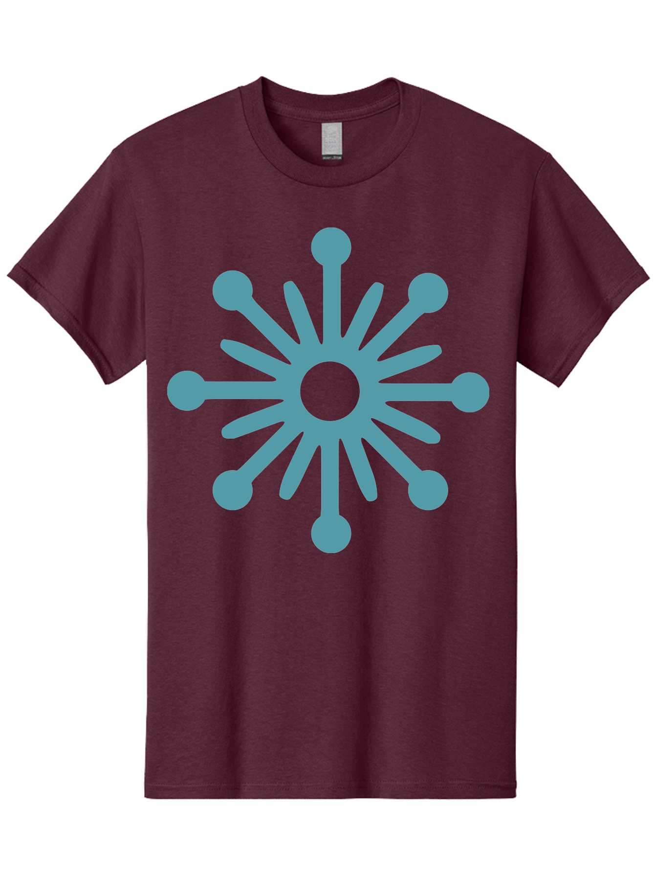 Stylized-Asterisk Men'S Graphic Tee, 100% Cotton, Comfortable Casual Summer Wear, Machine Washable, Stylized Virus Graphic, Abstract Microbiology, Symmetrical Design, Modern Iconography, Simple Shapes, Blue Symbol Aad206
