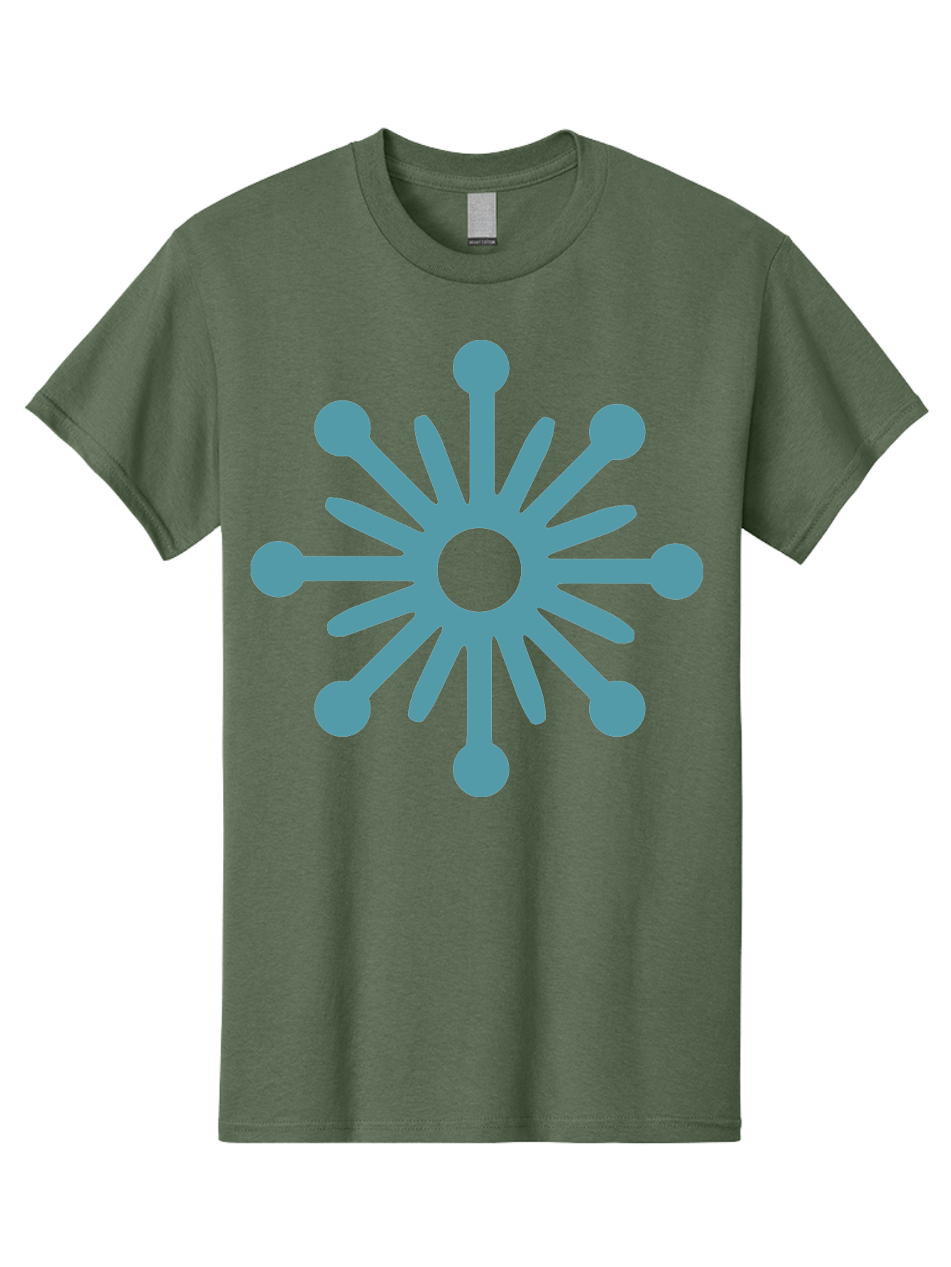 Stylized-Asterisk Men'S Graphic Tee, 100% Cotton, Comfortable Casual Summer Wear, Machine Washable, Stylized Virus Graphic, Abstract Microbiology, Symmetrical Design, Modern Iconography, Simple Shapes, Blue Symbol Aad206