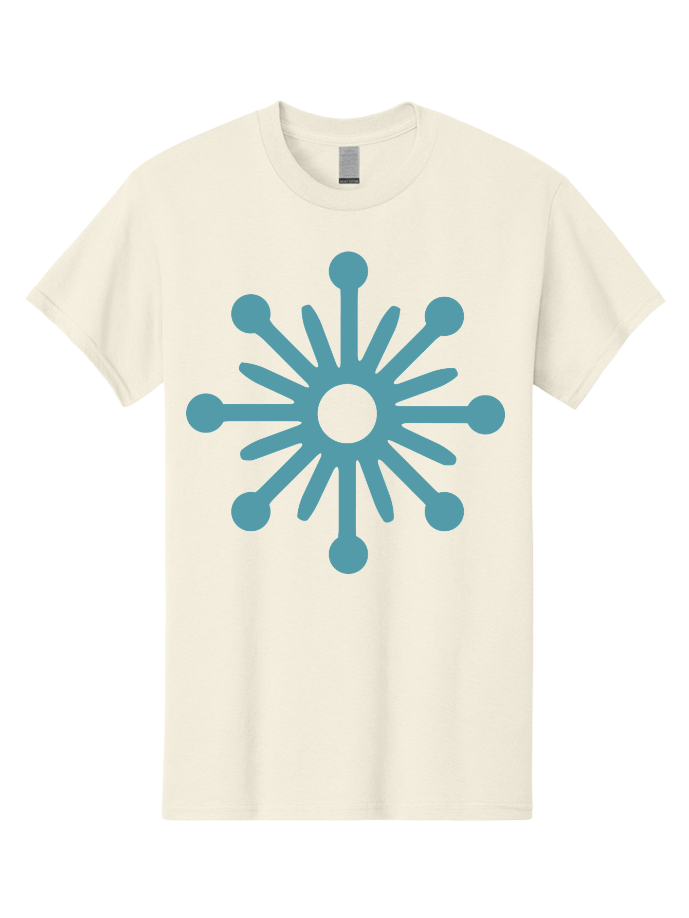 Stylized-Asterisk Men'S Graphic Tee, 100% Cotton, Comfortable Casual Summer Wear, Machine Washable, Stylized Virus Graphic, Abstract Microbiology, Symmetrical Design, Modern Iconography, Simple Shapes, Blue Symbol Aad206