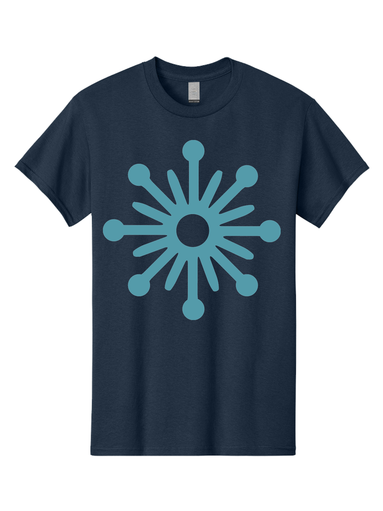 Stylized-Asterisk Men'S Graphic Tee, 100% Cotton, Comfortable Casual Summer Wear, Machine Washable, Stylized Virus Graphic, Abstract Microbiology, Symmetrical Design, Modern Iconography, Simple Shapes, Blue Symbol Aad206