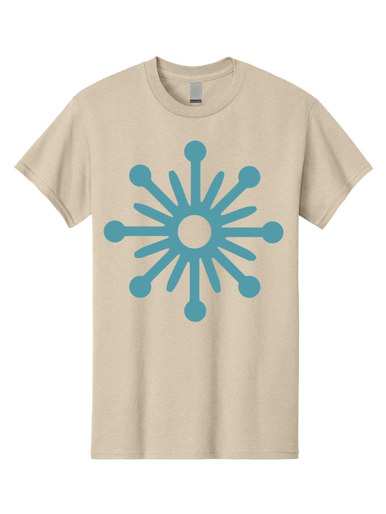 Stylized-Asterisk Men'S Graphic Tee, 100% Cotton, Comfortable Casual Summer Wear, Machine Washable, Stylized Virus Graphic, Abstract Microbiology, Symmetrical Design, Modern Iconography, Simple Shapes, Blue Symbol Aad206