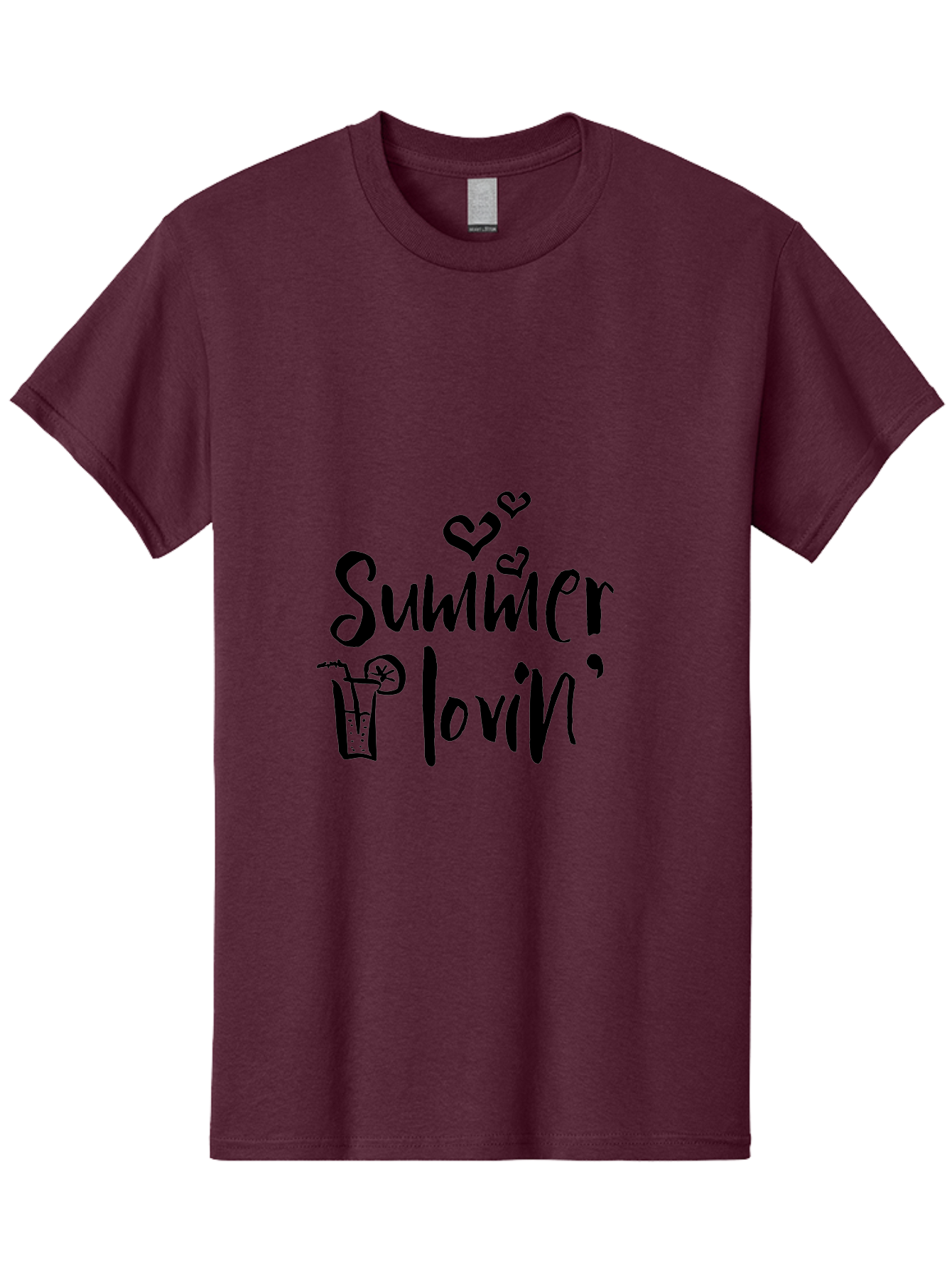 Summer-Lovin Men'S Graphic Tee, 100% Cotton, Comfortable Casual Summer Wear, Machine Washable, Summer Vibes, Refreshing Drink, Cocktail Glass, Lime Slice, Straw, Heart Icons, Summer Love, Summer Fun, Trendy Typography, Handwritten Font Aad207