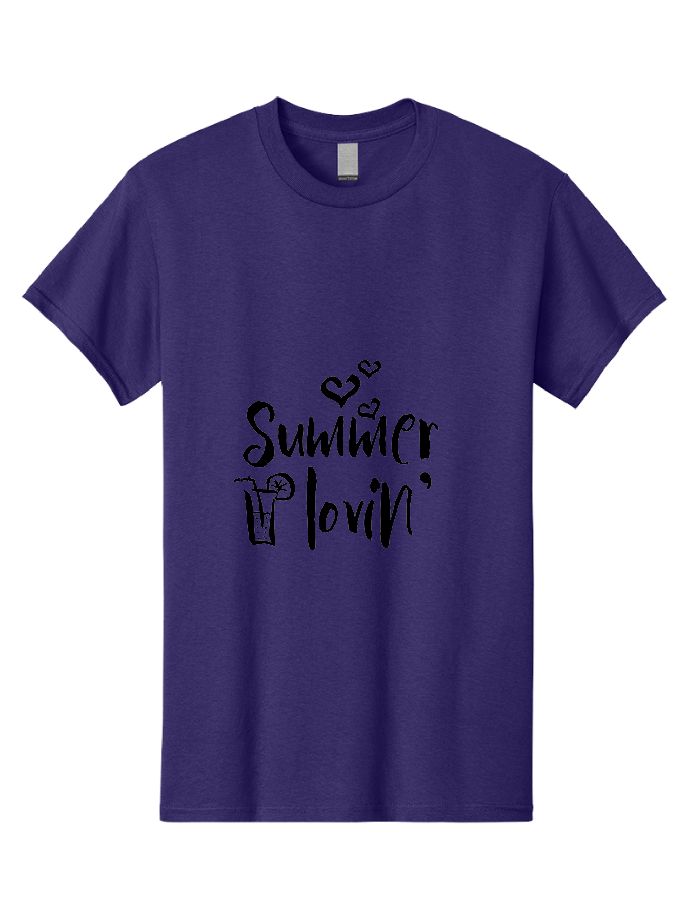 Summer-Lovin Men'S Graphic Tee, 100% Cotton, Comfortable Casual Summer Wear, Machine Washable, Summer Vibes, Refreshing Drink, Cocktail Glass, Lime Slice, Straw, Heart Icons, Summer Love, Summer Fun, Trendy Typography, Handwritten Font Aad207