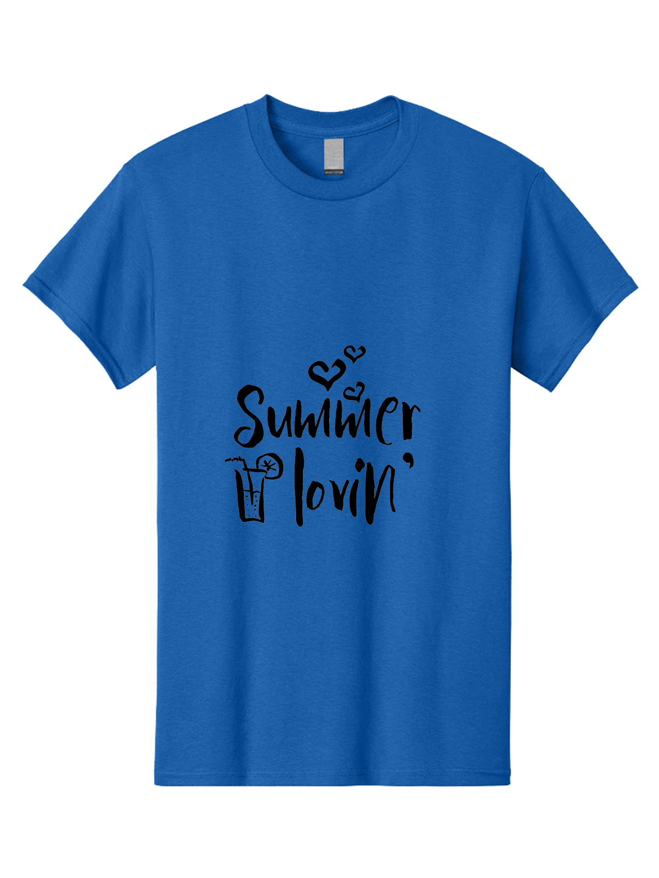 Summer-Lovin Men'S Graphic Tee, 100% Cotton, Comfortable Casual Summer Wear, Machine Washable, Summer Vibes, Refreshing Drink, Cocktail Glass, Lime Slice, Straw, Heart Icons, Summer Love, Summer Fun, Trendy Typography, Handwritten Font Aad207