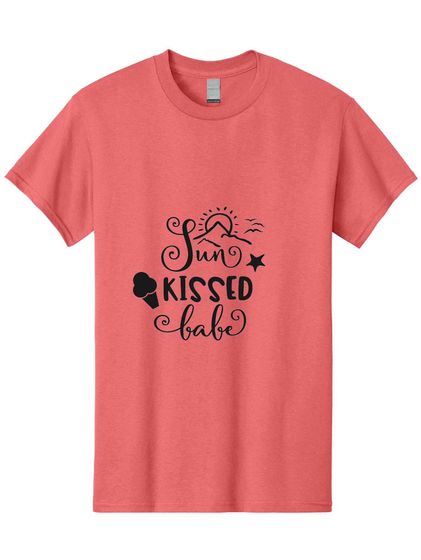 Sun-Kissed-Babe Men'S Graphic Tee, 100% Cotton, Comfortable Casual Summer Wear, Machine Washable, Sun Kissed, Summer Vibes, Ice Cream Design, Whimsical Typography, Star Symbol, Sun Illustration, Babe Quote, Sweet Treats, Sunshine, Aad208