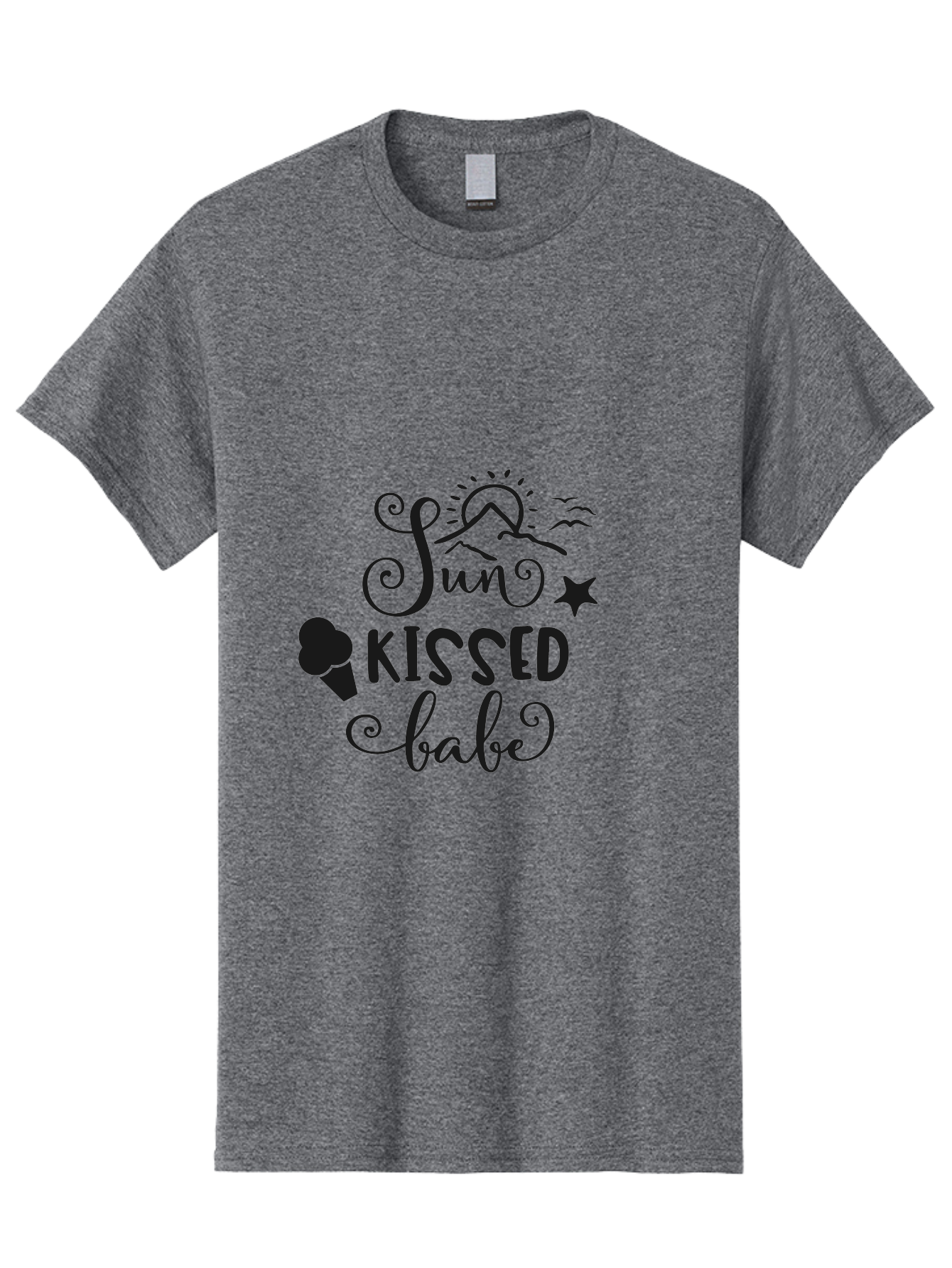 Sun-Kissed-Babe Men'S Graphic Tee, 100% Cotton, Comfortable Casual Summer Wear, Machine Washable, Sun Kissed, Summer Vibes, Ice Cream Design, Whimsical Typography, Star Symbol, Sun Illustration, Babe Quote, Sweet Treats, Sunshine, Aad208