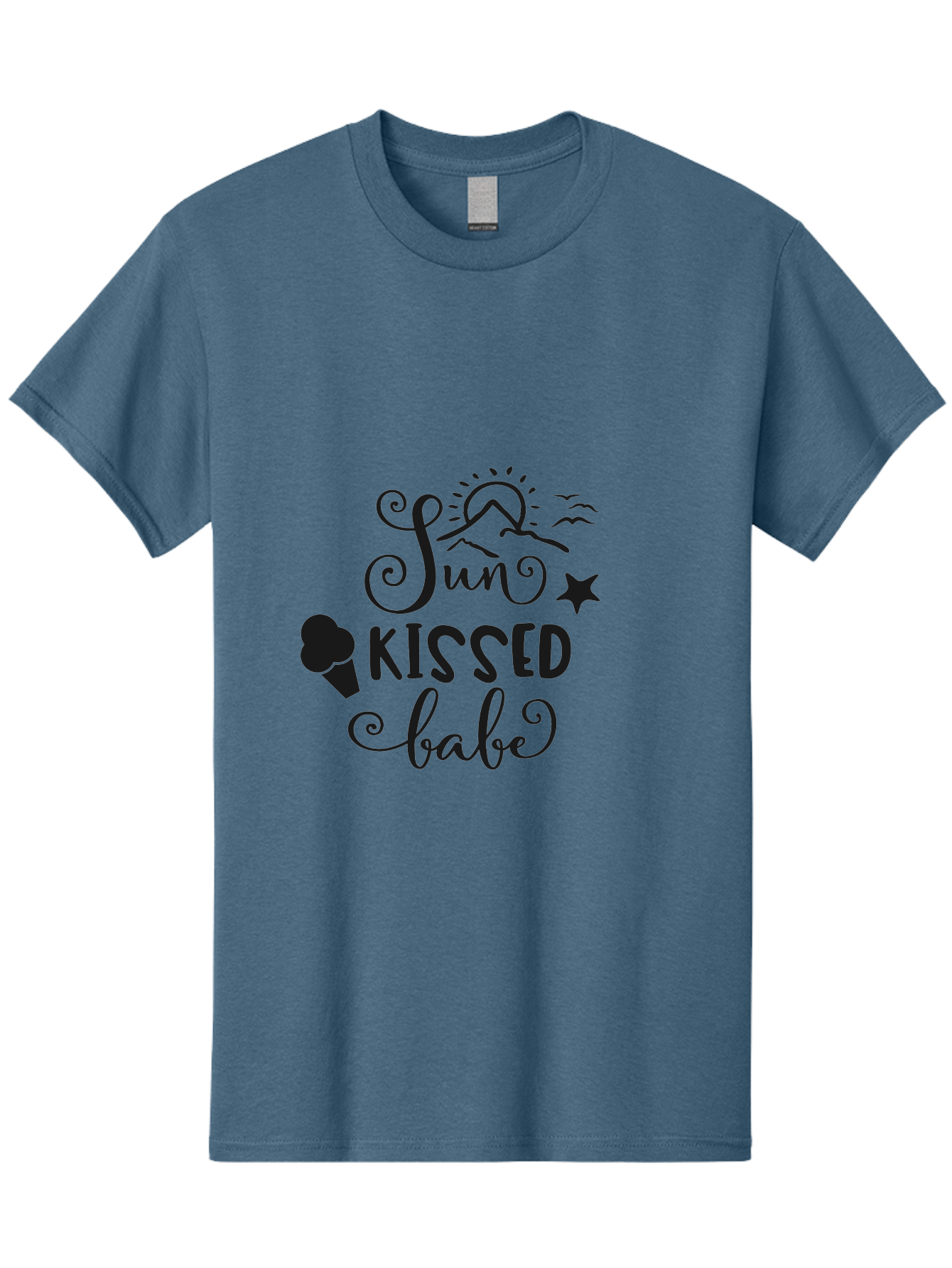 Sun-Kissed-Babe Men'S Graphic Tee, 100% Cotton, Comfortable Casual Summer Wear, Machine Washable, Sun Kissed, Summer Vibes, Ice Cream Design, Whimsical Typography, Star Symbol, Sun Illustration, Babe Quote, Sweet Treats, Sunshine, Aad208