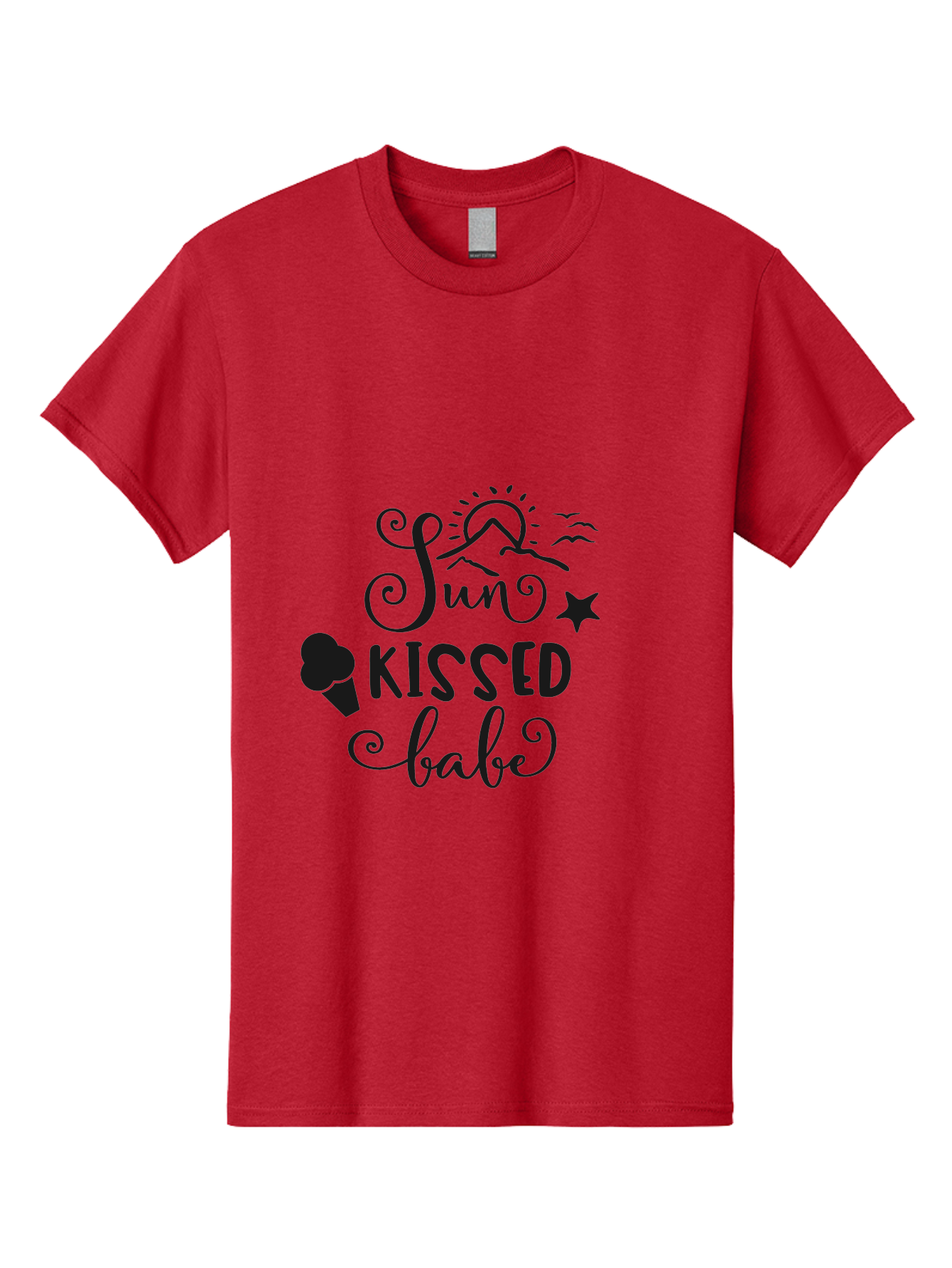 Sun-Kissed-Babe Men'S Graphic Tee, 100% Cotton, Comfortable Casual Summer Wear, Machine Washable, Sun Kissed, Summer Vibes, Ice Cream Design, Whimsical Typography, Star Symbol, Sun Illustration, Babe Quote, Sweet Treats, Sunshine, Aad208