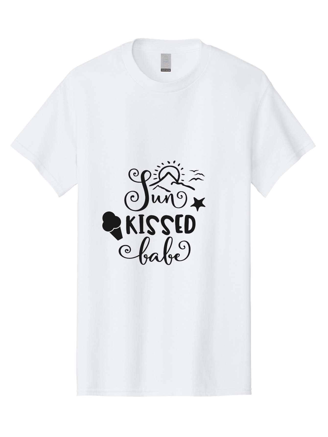 Sun-Kissed-Babe Men'S Graphic Tee, 100% Cotton, Comfortable Casual Summer Wear, Machine Washable, Sun Kissed, Summer Vibes, Ice Cream Design, Whimsical Typography, Star Symbol, Sun Illustration, Babe Quote, Sweet Treats, Sunshine, Aad208