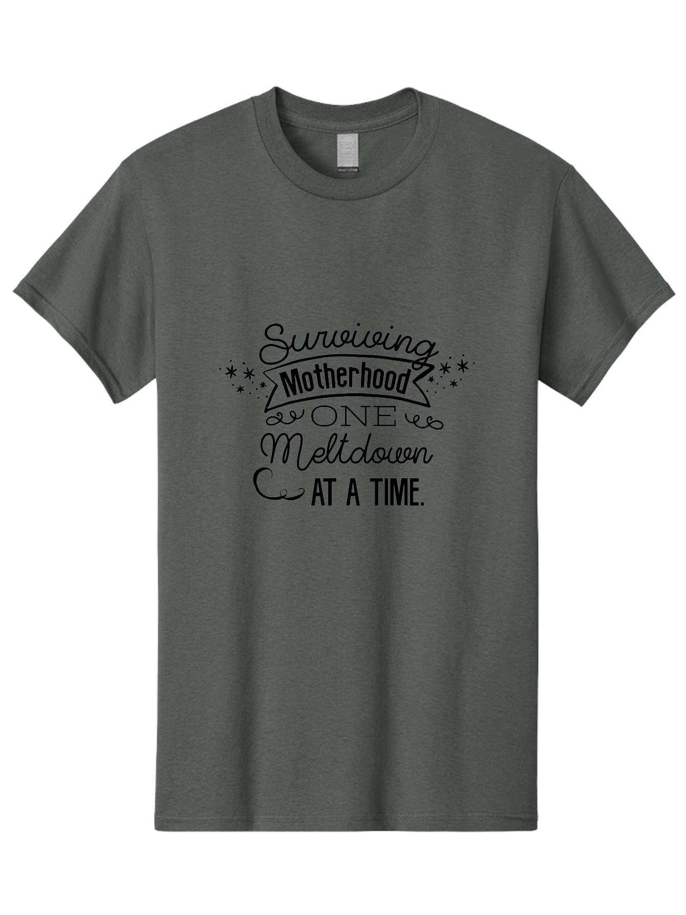 Surviving-Motherhood-One-Meltdown-At-A-Time Men'S Graphic Tee, 100% Cotton, Comfortable Casual Summer Wear, Machine Washable, Motherhood Humor, Parenting Struggles, Funny Quotes, Mom Life, Relatable Moments, Parenting Challenges, Aad212