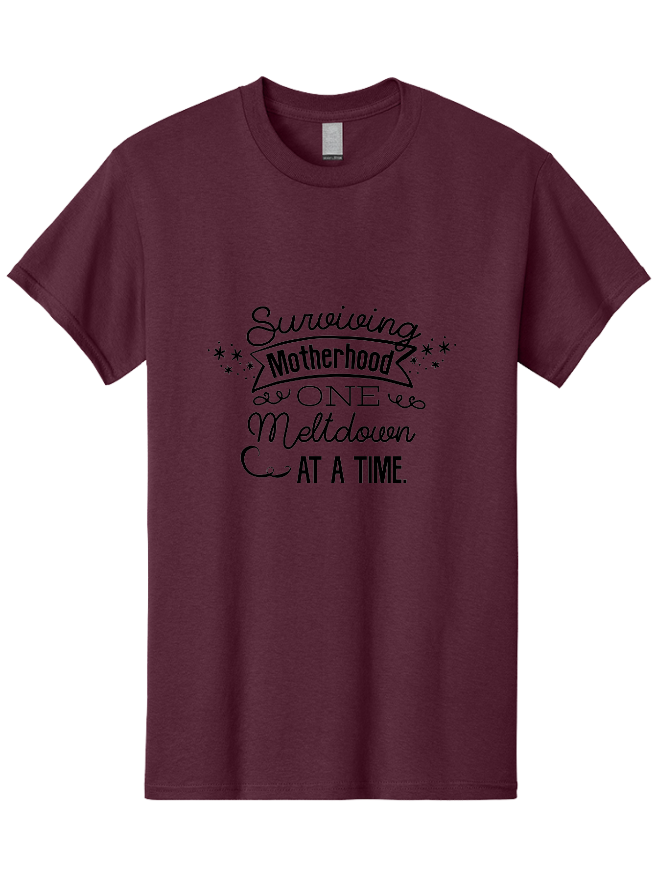 Surviving-Motherhood-One-Meltdown-At-A-Time Men'S Graphic Tee, 100% Cotton, Comfortable Casual Summer Wear, Machine Washable, Motherhood Humor, Parenting Struggles, Funny Quotes, Mom Life, Relatable Moments, Parenting Challenges, Aad212