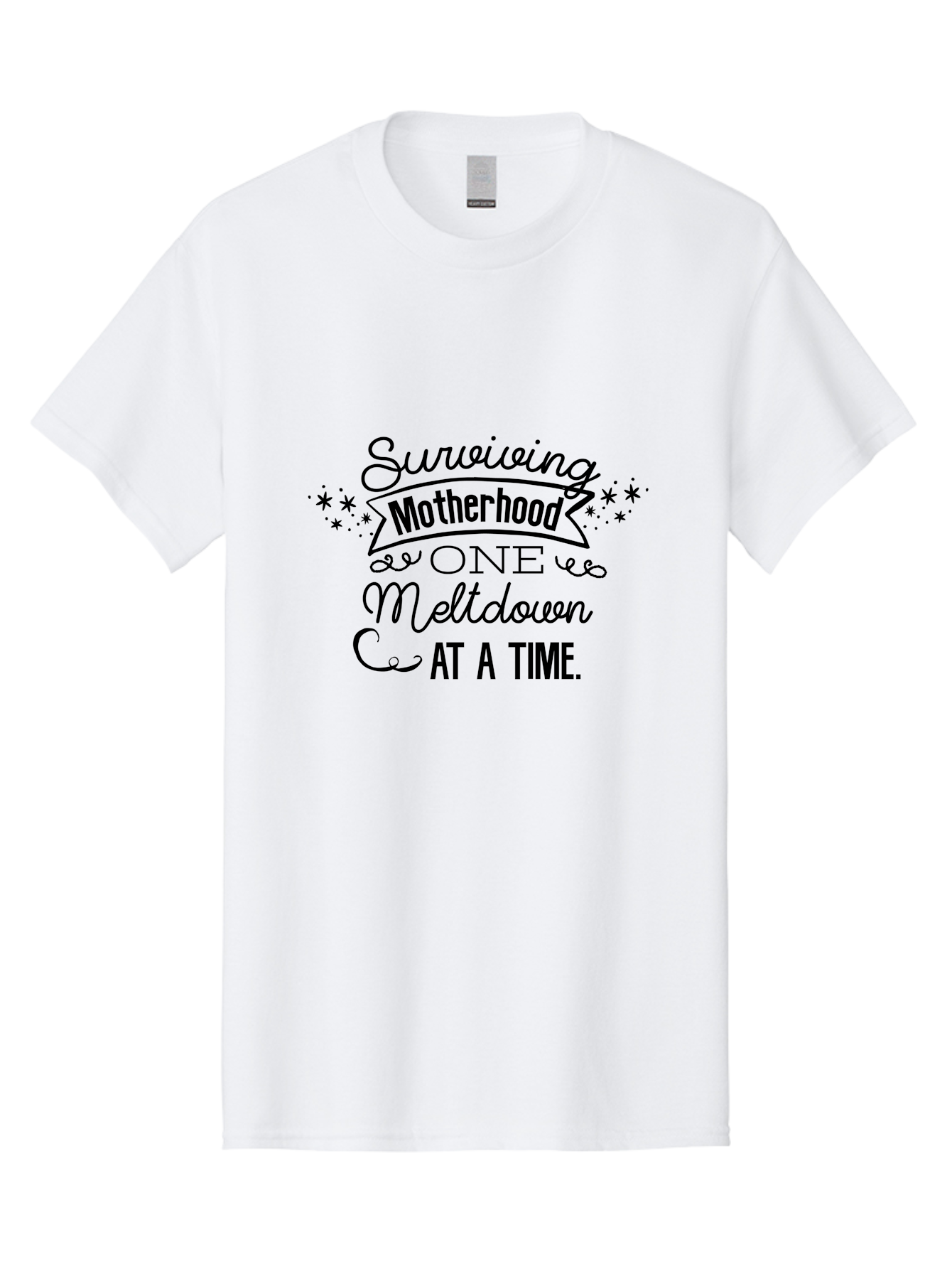 Surviving-Motherhood-One-Meltdown-At-A-Time Men'S Graphic Tee, 100% Cotton, Comfortable Casual Summer Wear, Machine Washable, Motherhood Humor, Parenting Struggles, Funny Quotes, Mom Life, Relatable Moments, Parenting Challenges, Aad212