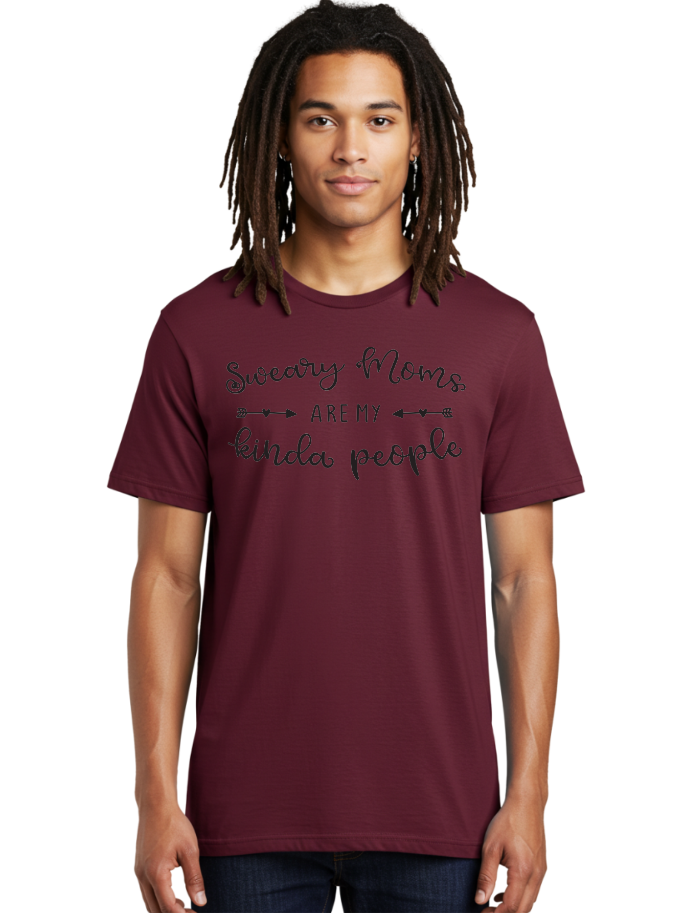 Sweary-Moms-Are-My-Kinda-People Men'S Graphic Tee, 100% Cotton, Comfortable Casual Summer Wear, Machine Washable, Funny Quote, Humorous Text, Sweary Moms, Mothers Day Gift, Mom Life, Sarcastic Humor, Relatable Quote, Quirky Design, Aad214