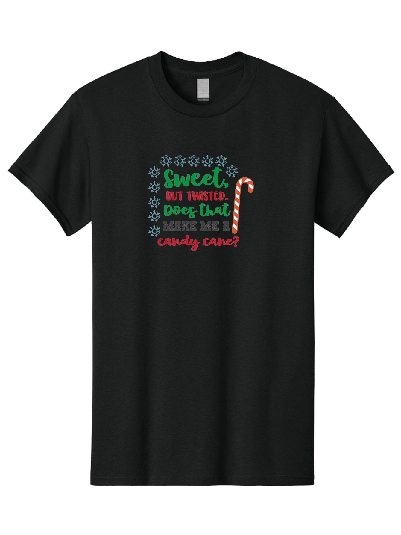 Sweet-But-Twisted Men'S Graphic Tee, 100% Cotton, Comfortable Casual Summer Wear, Machine Washable, Funny Candy Cane Quote, Sweet Treats, Christmas Candy, Candy Cane Humor, Holiday Humor, Christmas Puns, Festive Quotes Aad215