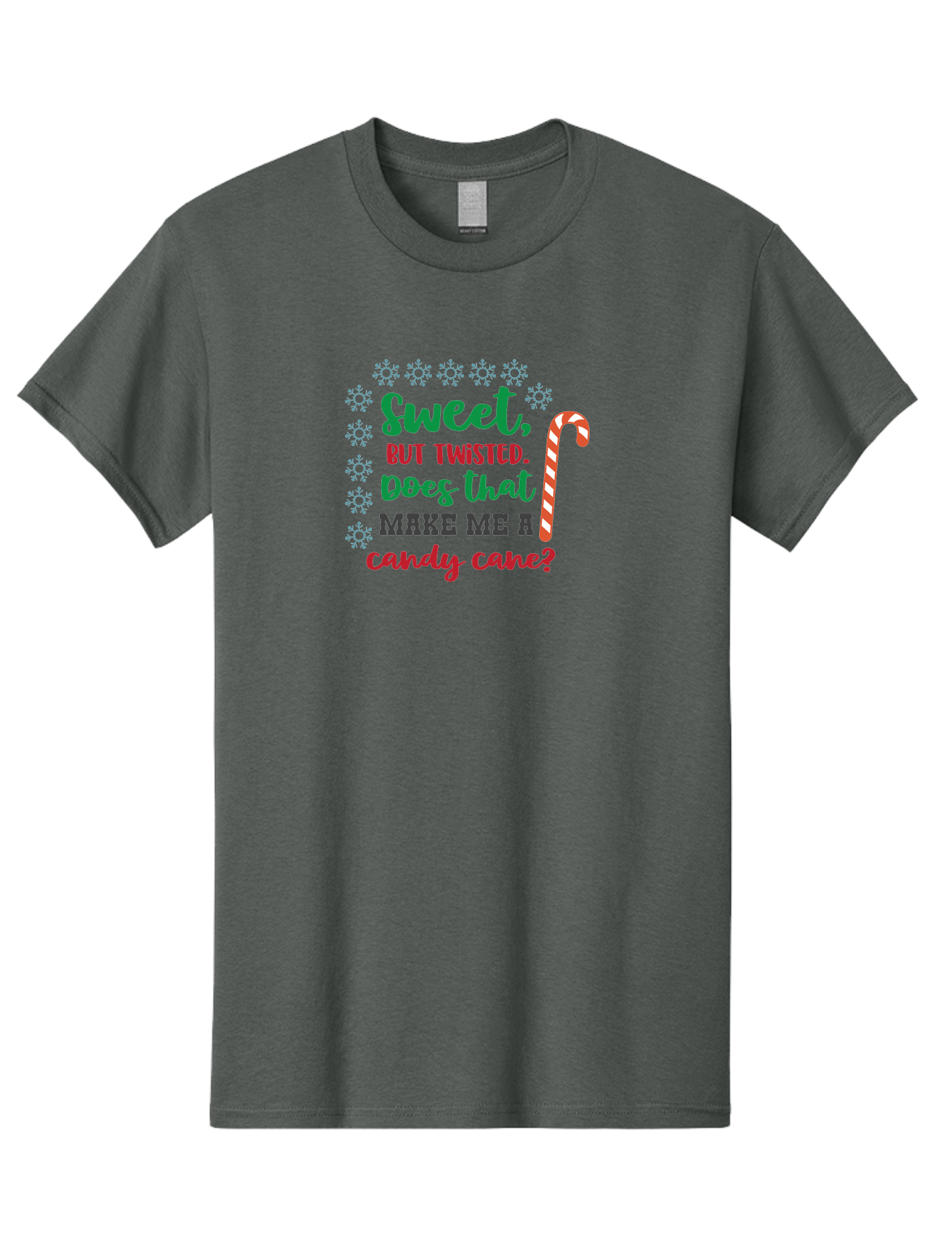 Sweet-But-Twisted Men'S Graphic Tee, 100% Cotton, Comfortable Casual Summer Wear, Machine Washable, Funny Candy Cane Quote, Sweet Treats, Christmas Candy, Candy Cane Humor, Holiday Humor, Christmas Puns, Festive Quotes Aad215