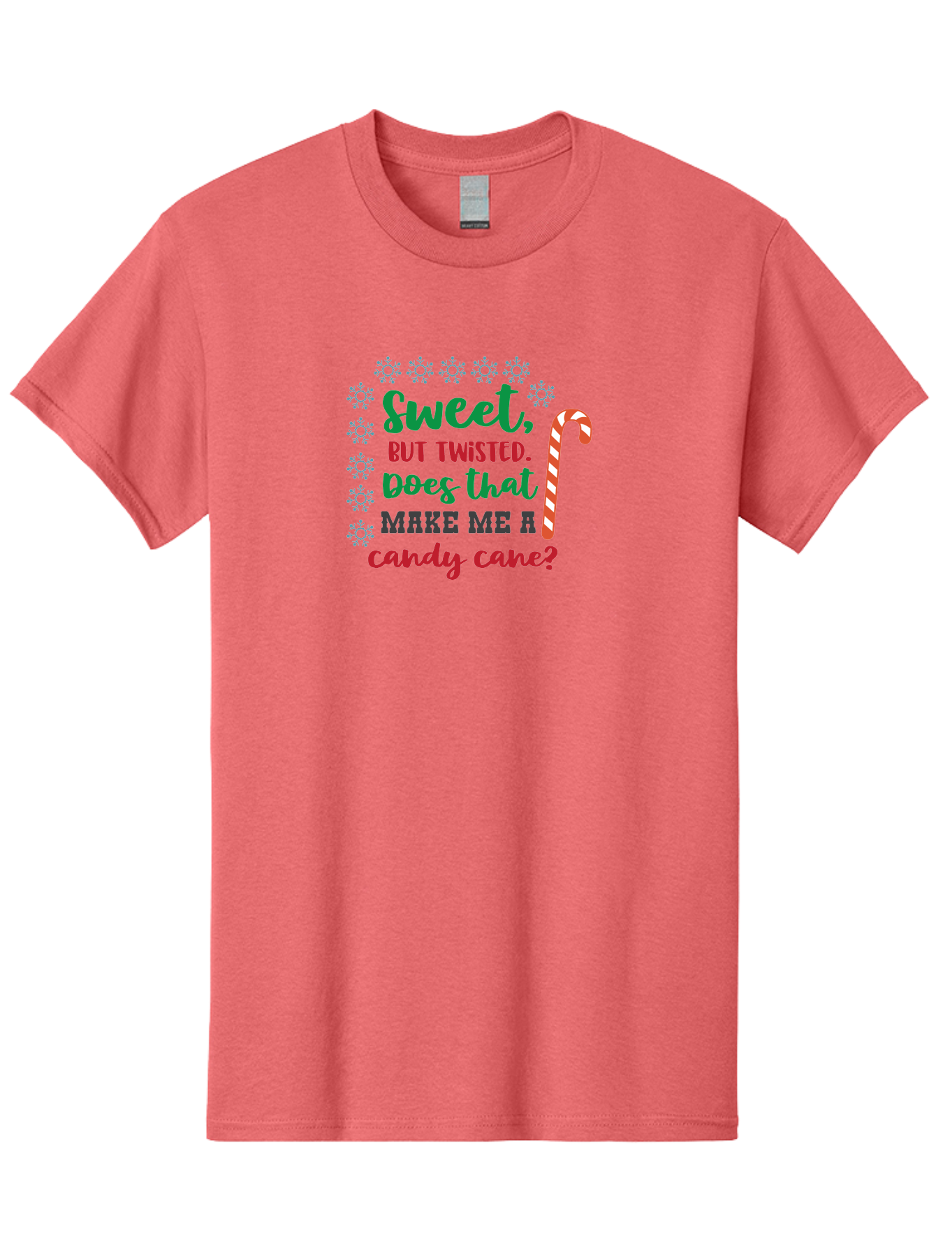 Sweet-But-Twisted Men'S Graphic Tee, 100% Cotton, Comfortable Casual Summer Wear, Machine Washable, Funny Candy Cane Quote, Sweet Treats, Christmas Candy, Candy Cane Humor, Holiday Humor, Christmas Puns, Festive Quotes Aad215