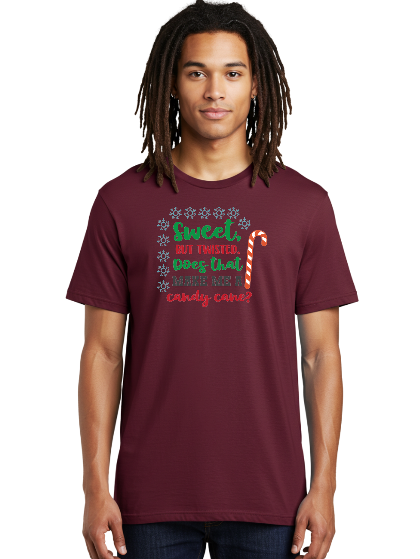 Sweet-But-Twisted Men'S Graphic Tee, 100% Cotton, Comfortable Casual Summer Wear, Machine Washable, Funny Candy Cane Quote, Sweet Treats, Christmas Candy, Candy Cane Humor, Holiday Humor, Christmas Puns, Festive Quotes Aad215