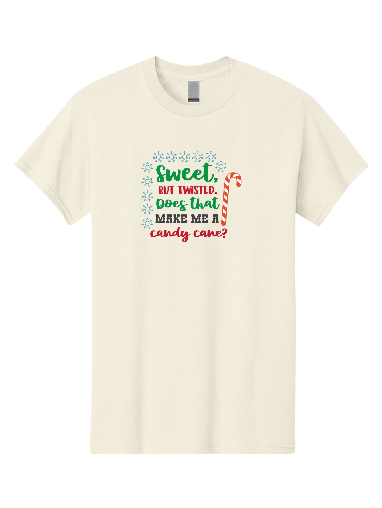 Sweet-But-Twisted Men'S Graphic Tee, 100% Cotton, Comfortable Casual Summer Wear, Machine Washable, Funny Candy Cane Quote, Sweet Treats, Christmas Candy, Candy Cane Humor, Holiday Humor, Christmas Puns, Festive Quotes Aad215