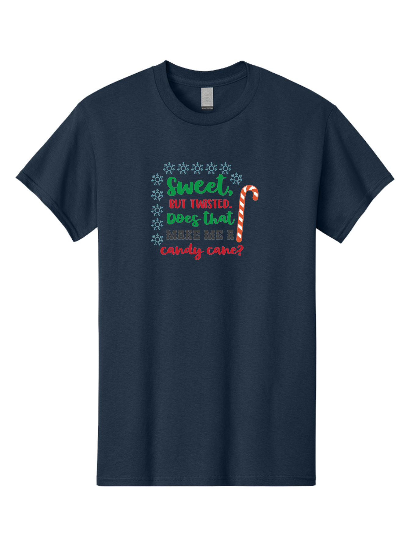 Sweet-But-Twisted Men'S Graphic Tee, 100% Cotton, Comfortable Casual Summer Wear, Machine Washable, Funny Candy Cane Quote, Sweet Treats, Christmas Candy, Candy Cane Humor, Holiday Humor, Christmas Puns, Festive Quotes Aad215