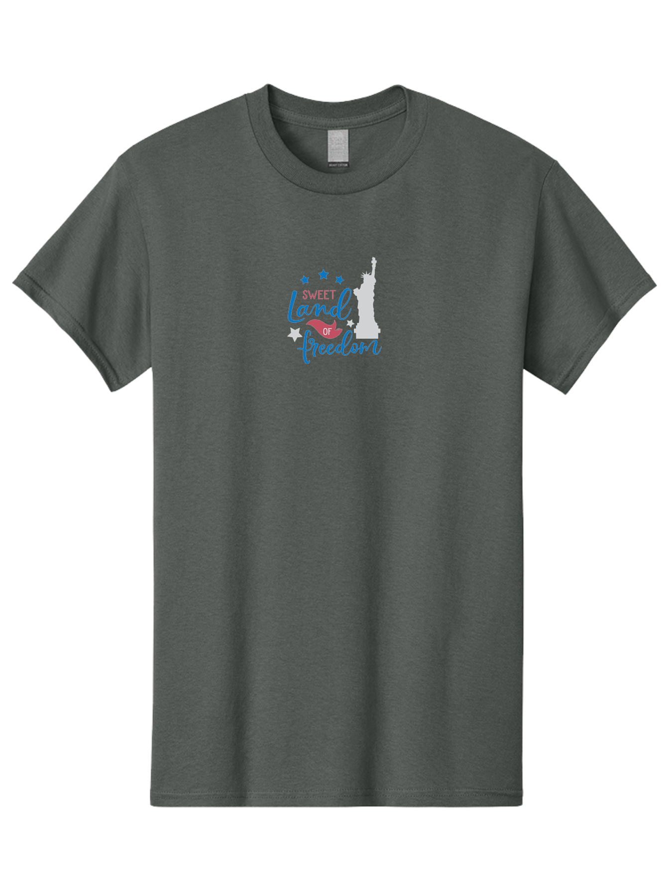 Sweet-Land-Of-Freedom Men'S Graphic Tee, 100% Cotton, Comfortable Casual Summer Wear, Machine Washable, Statue Of Liberty, Stars, Liberty Symbol, Usa, Statue Of Liberty, Freedom, 'Sweet Land Of Freedom', Patriotic Design, Inspirational Quote Aad216