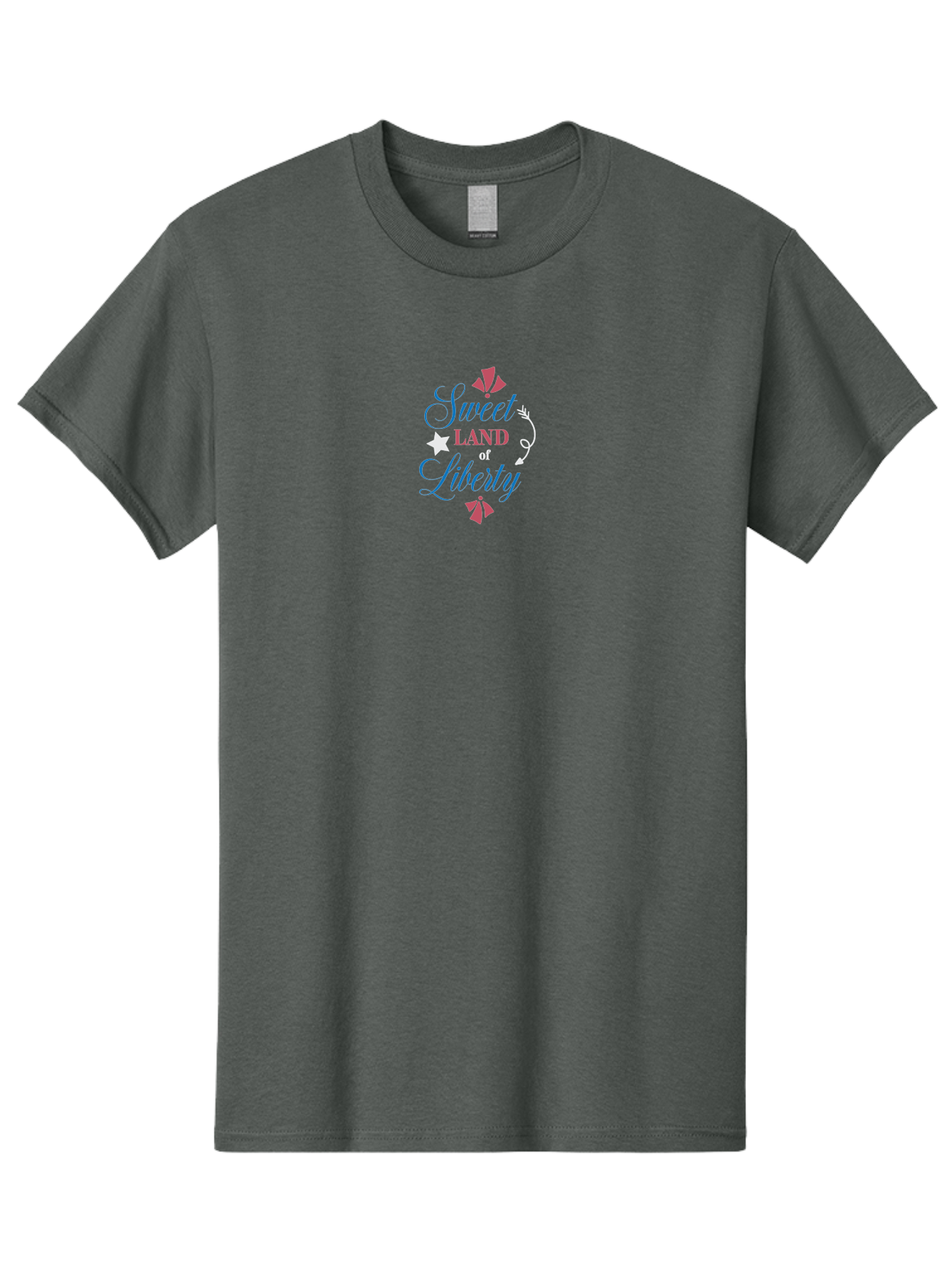 Sweet-Land-Of-Liberty Men'S Graphic Tee, 100% Cotton, Comfortable Casual Summer Wear, Machine Washable, Patriotic Graphic, Liberty Theme, Usa Inspiration, Vintage Style, Floral Elements, Arrow Design, Star Symbol, Red White And Blue Colors, Aad217