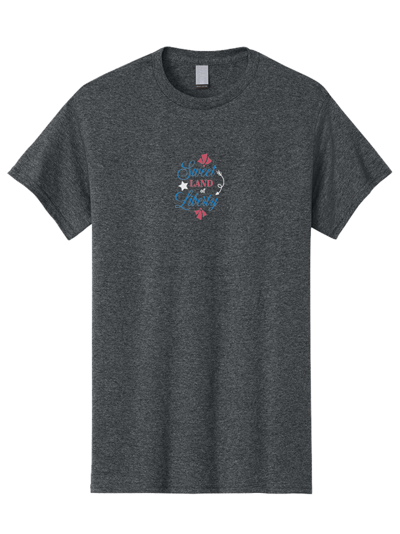 Sweet-Land-Of-Liberty Men'S Graphic Tee, 100% Cotton, Comfortable Casual Summer Wear, Machine Washable, Patriotic Graphic, Liberty Theme, Usa Inspiration, Vintage Style, Floral Elements, Arrow Design, Star Symbol, Red White And Blue Colors, Aad217