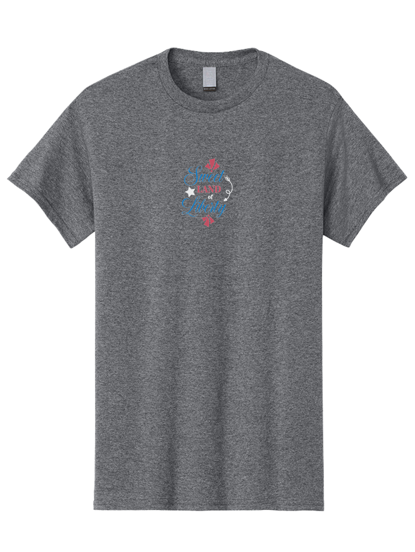 Sweet-Land-Of-Liberty Men'S Graphic Tee, 100% Cotton, Comfortable Casual Summer Wear, Machine Washable, Patriotic Graphic, Liberty Theme, Usa Inspiration, Vintage Style, Floral Elements, Arrow Design, Star Symbol, Red White And Blue Colors, Aad217