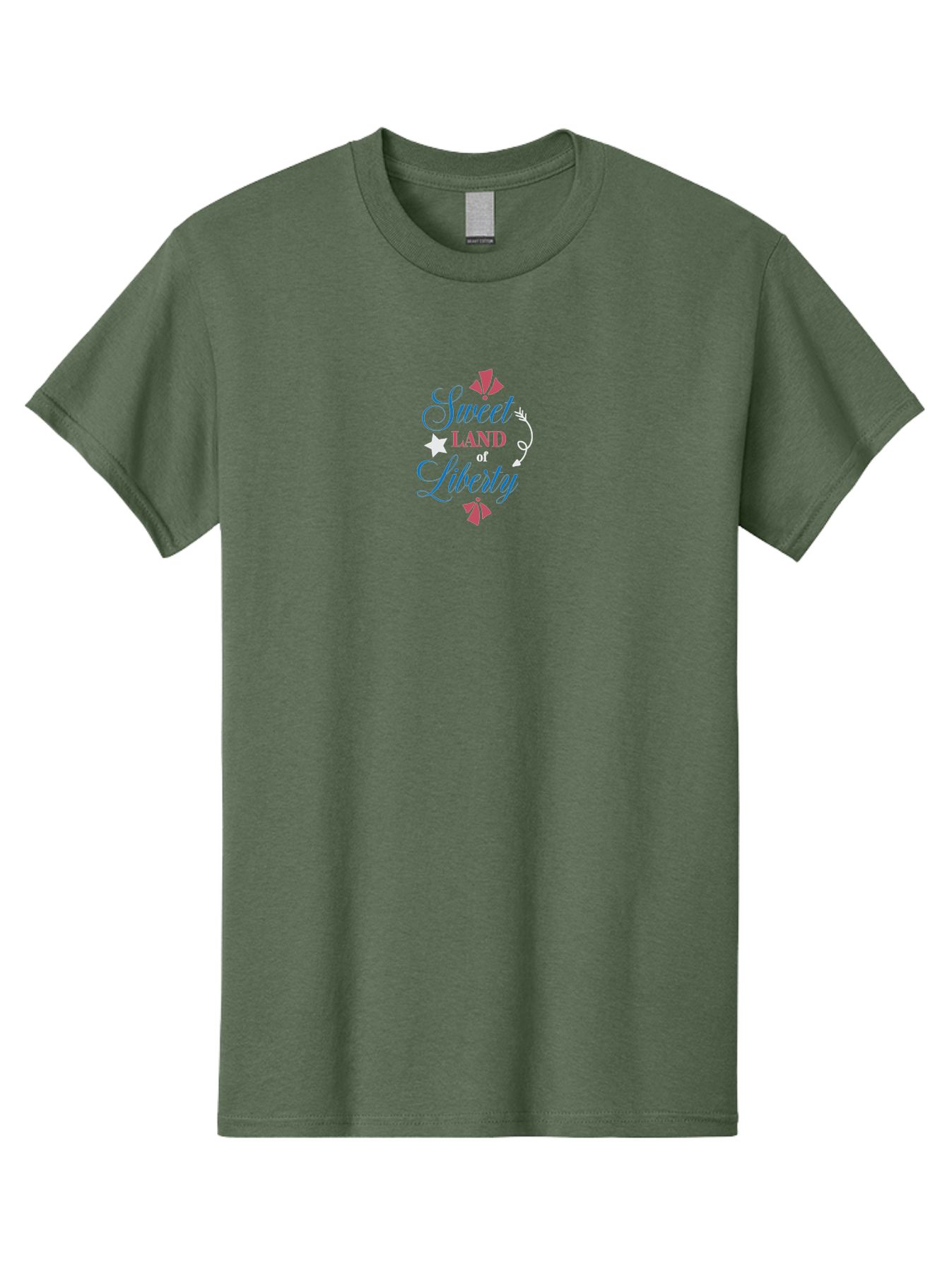 Sweet-Land-Of-Liberty Men'S Graphic Tee, 100% Cotton, Comfortable Casual Summer Wear, Machine Washable, Patriotic Graphic, Liberty Theme, Usa Inspiration, Vintage Style, Floral Elements, Arrow Design, Star Symbol, Red White And Blue Colors, Aad217