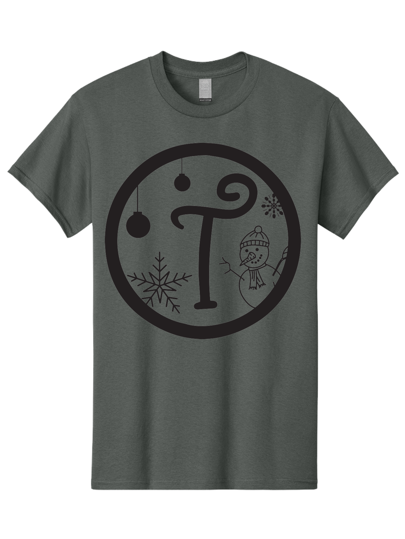 T-Snowman Men'S Graphic Tee, 100% Cotton, Comfortable Casual Summer Wear, Machine Washable, Snowman Waving, Christmas Ornaments, Snowflakes, Winter Wonderland, Holiday Decorations, Festive Theme, Minimalist Design, Cute Snowman Character Aad219