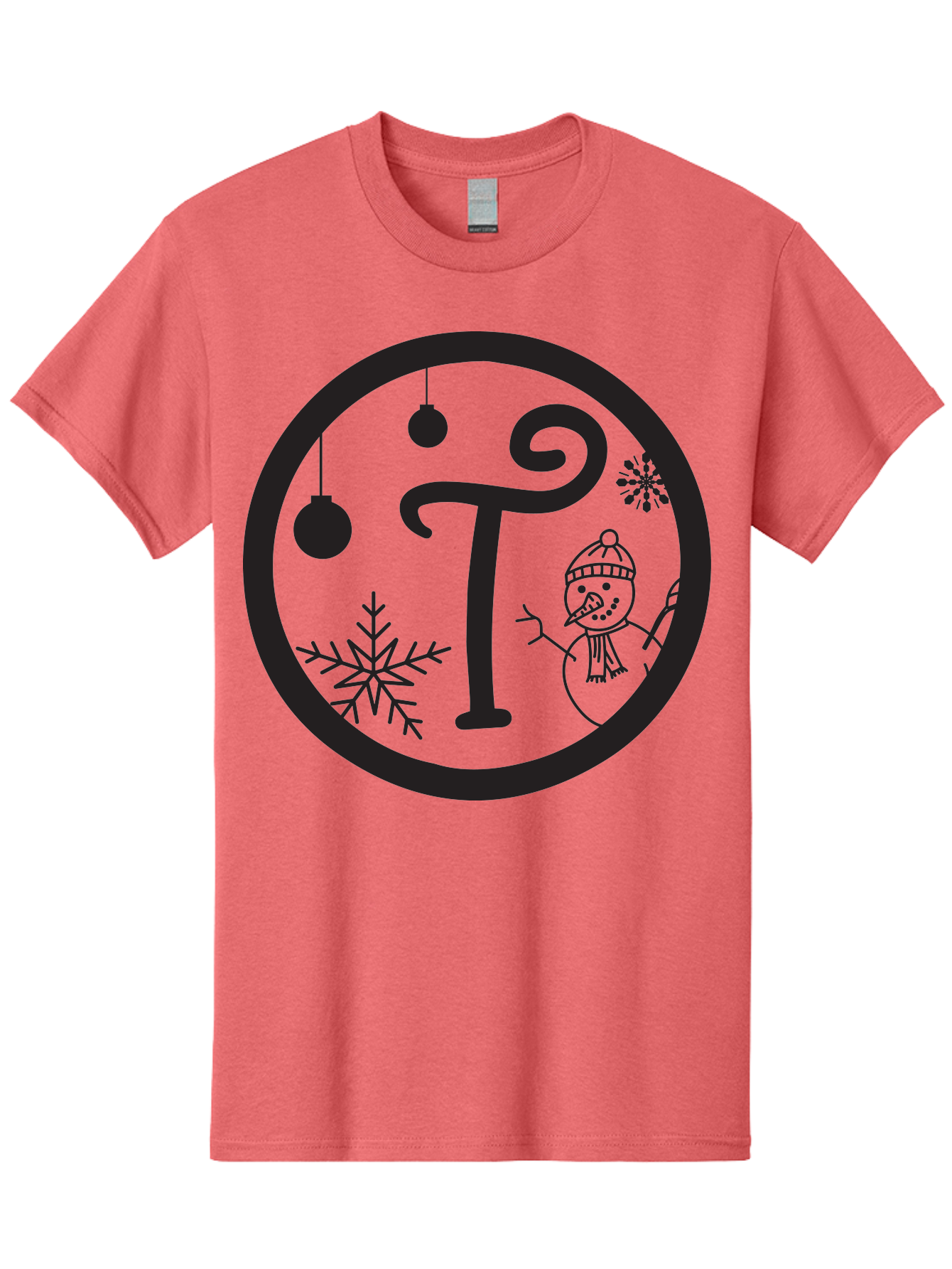 T-Snowman Men'S Graphic Tee, 100% Cotton, Comfortable Casual Summer Wear, Machine Washable, Snowman Waving, Christmas Ornaments, Snowflakes, Winter Wonderland, Holiday Decorations, Festive Theme, Minimalist Design, Cute Snowman Character Aad219