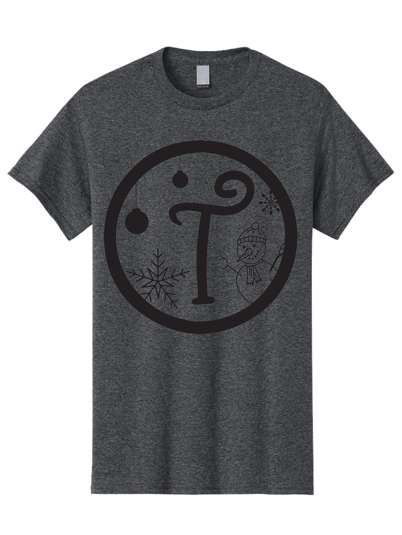 T-Snowman Men'S Graphic Tee, 100% Cotton, Comfortable Casual Summer Wear, Machine Washable, Snowman Waving, Christmas Ornaments, Snowflakes, Winter Wonderland, Holiday Decorations, Festive Theme, Minimalist Design, Cute Snowman Character Aad219