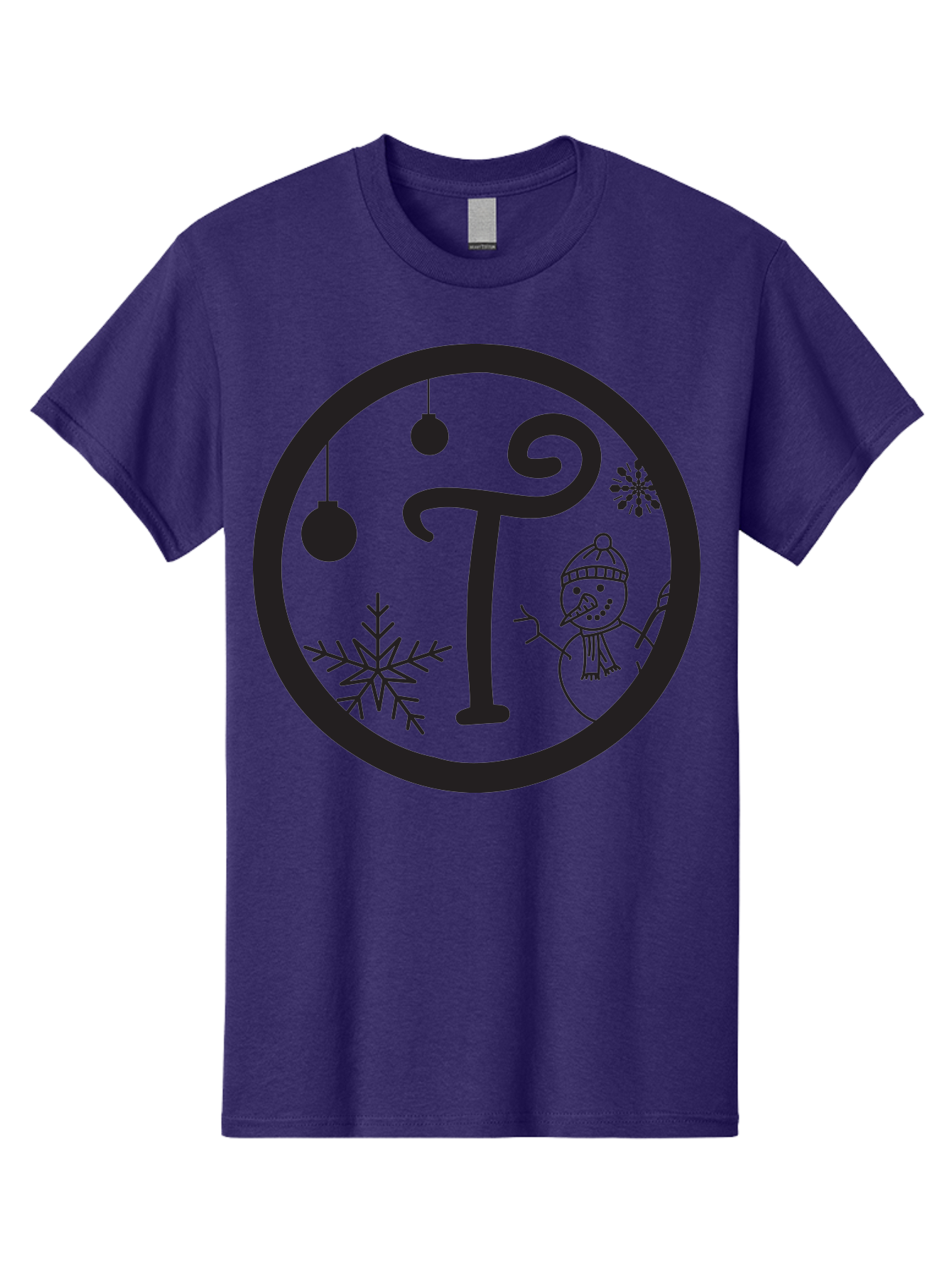T-Snowman Men'S Graphic Tee, 100% Cotton, Comfortable Casual Summer Wear, Machine Washable, Snowman Waving, Christmas Ornaments, Snowflakes, Winter Wonderland, Holiday Decorations, Festive Theme, Minimalist Design, Cute Snowman Character Aad219