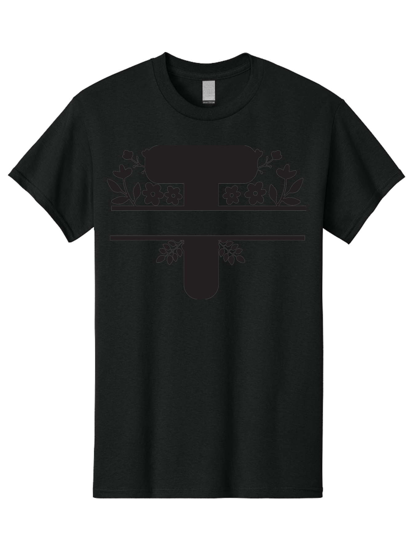 T Men'S Graphic Tee, 100% Cotton, Comfortable Casual Summer Wear, Machine Washable, Stylized Letter T, Floral Design, Black Silhouette, Leafy Accents, Flowers, Logo Concept, Typography, Elegant Graphics, Modern Design, Symbolic Representation Aad220