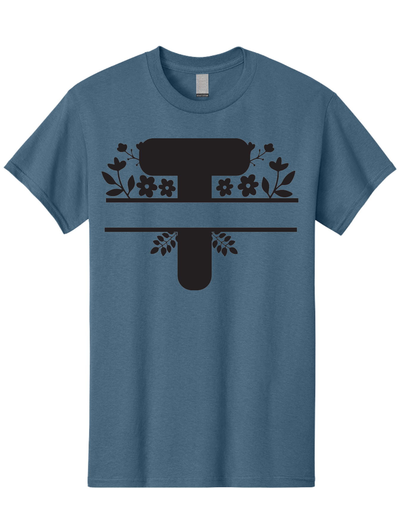 T Men'S Graphic Tee, 100% Cotton, Comfortable Casual Summer Wear, Machine Washable, Stylized Letter T, Floral Design, Black Silhouette, Leafy Accents, Flowers, Logo Concept, Typography, Elegant Graphics, Modern Design, Symbolic Representation Aad220