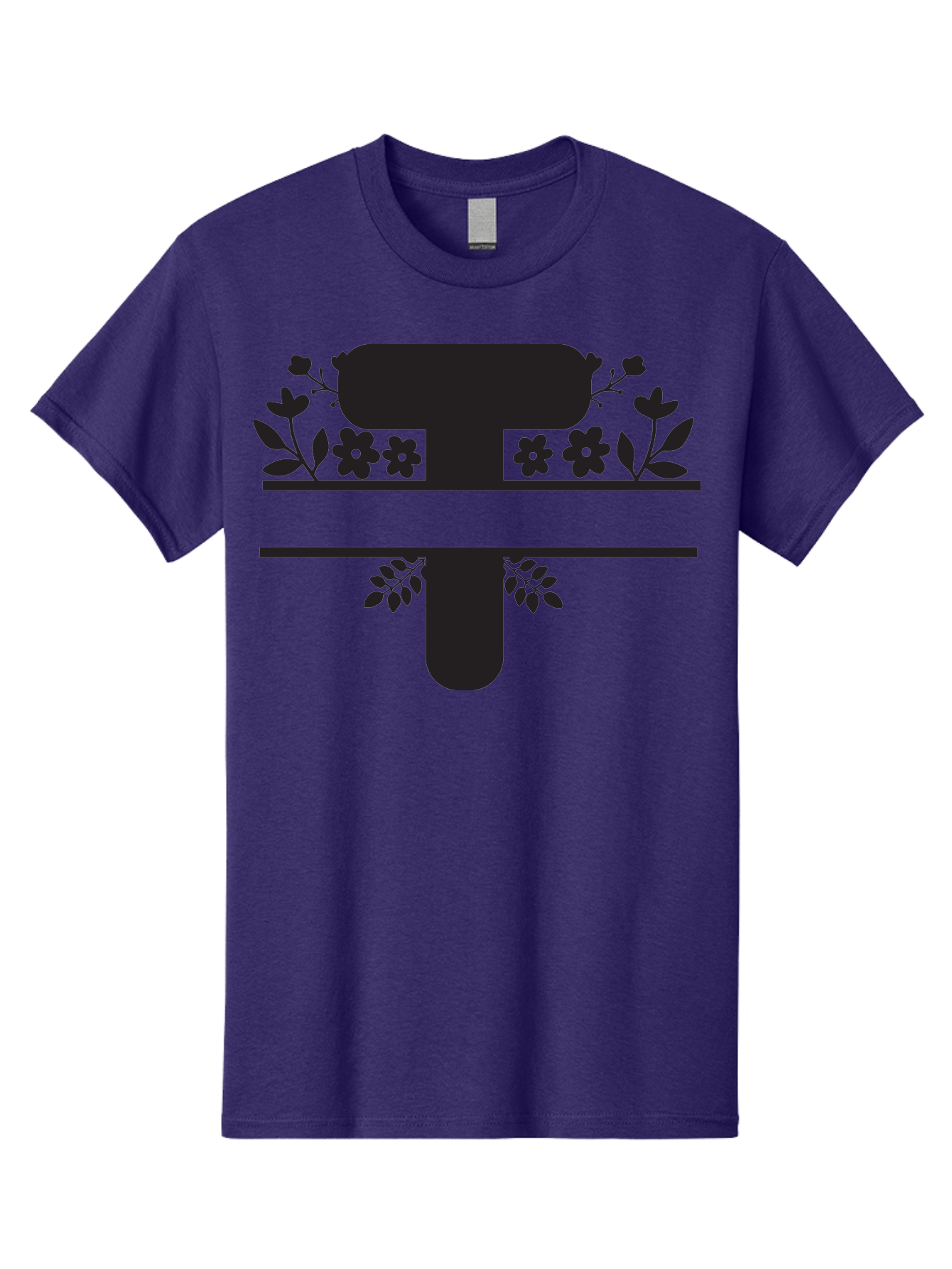 T Men'S Graphic Tee, 100% Cotton, Comfortable Casual Summer Wear, Machine Washable, Stylized Letter T, Floral Design, Black Silhouette, Leafy Accents, Flowers, Logo Concept, Typography, Elegant Graphics, Modern Design, Symbolic Representation Aad220