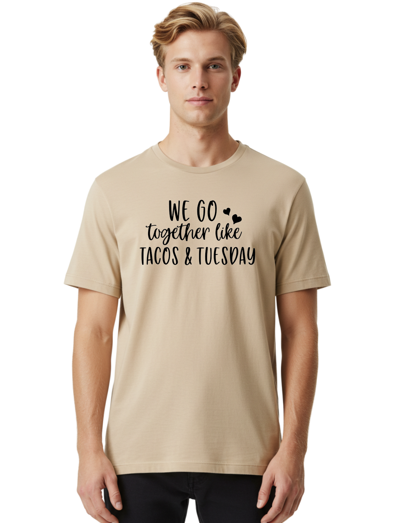 Tacos-Tuesday Men'S Graphic Tee, 100% Cotton, Comfortable Casual Summer Wear, Machine Washable, Tacos, Tuesday, Love Quote, Funny Quote, Couple Quote, Mexican Food, Heart, Quote Aad221