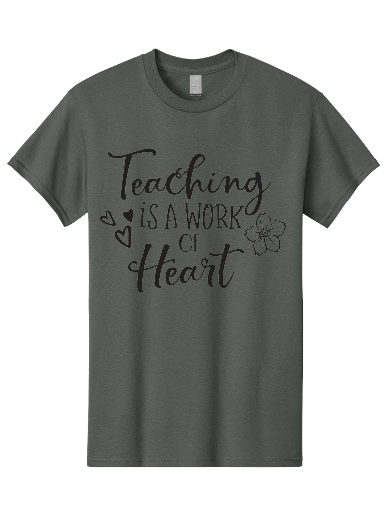 Teaching-Is-A-Work-Of-Heart Men'S Graphic Tee, 100% Cotton, Comfortable Casual Summer Wear, Machine Washable, Inspirational Quote, Teaching Profession, Heartfelt Dedication, Teacher Appreciation, Motivational Phrase, Educational Quotes, Aad223